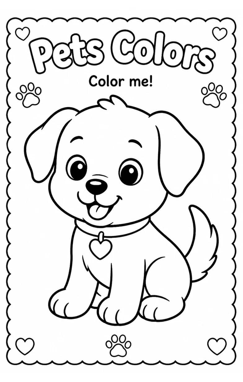 Pets Colors Coloring Page — free printable Grade 2 Art worksheet