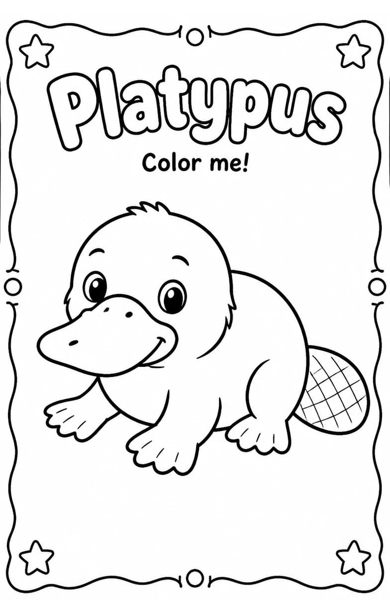 Platypus Coloring Pages — free printable Kindergarten Art worksheet