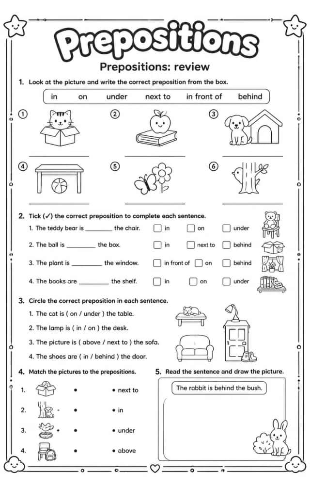 Prepositions: review