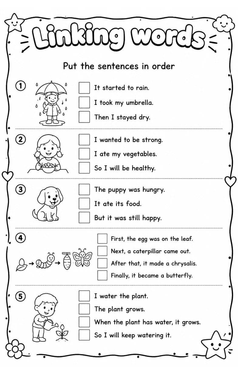 Put the sentences in order — free printable Grammar and mechanics English worksheet