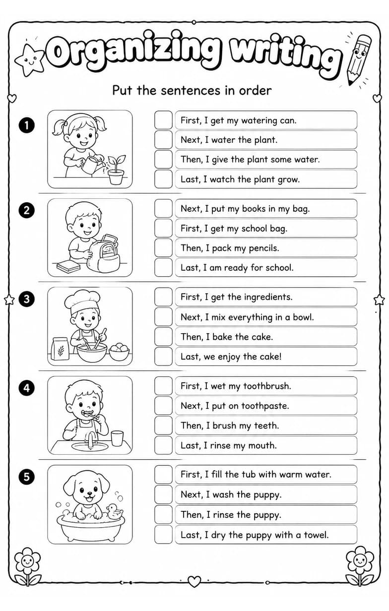 Put the sentences in order — free printable Writing strategies English worksheet