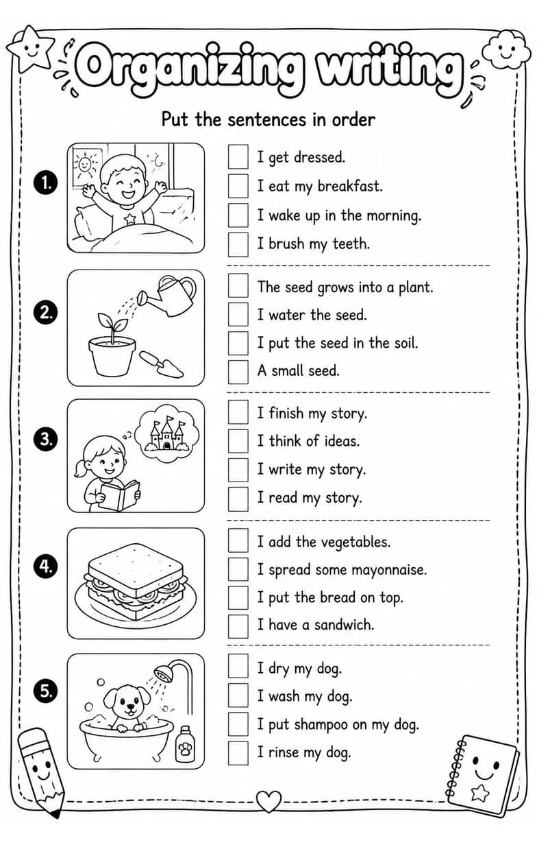 Put the sentences in order — free printable Writing strategies English worksheet