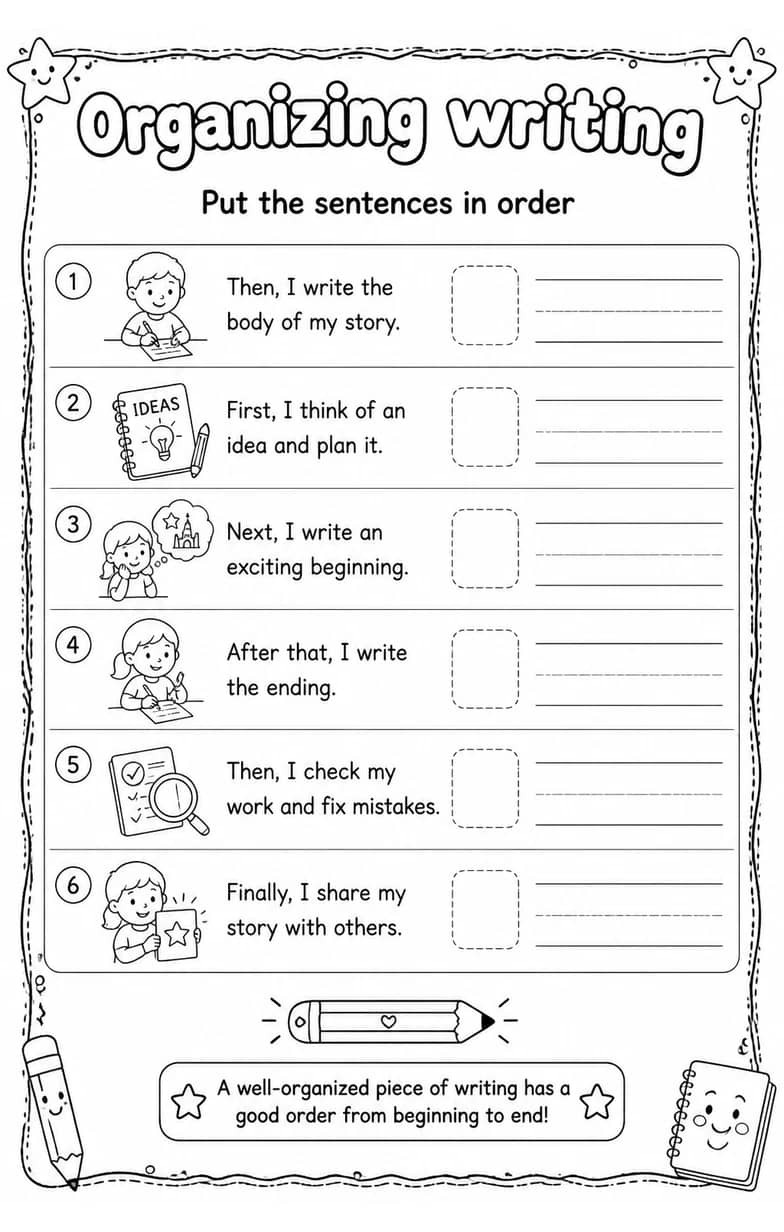 Put the sentences in order — free printable Writing strategies English worksheet