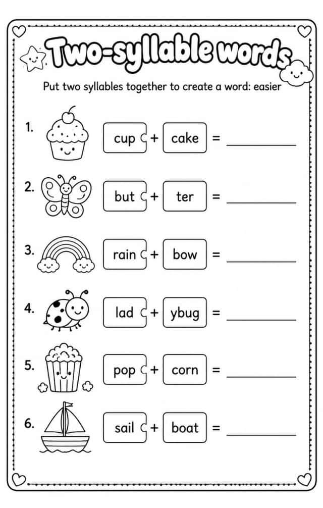 Put two syllables together to create a word: easier