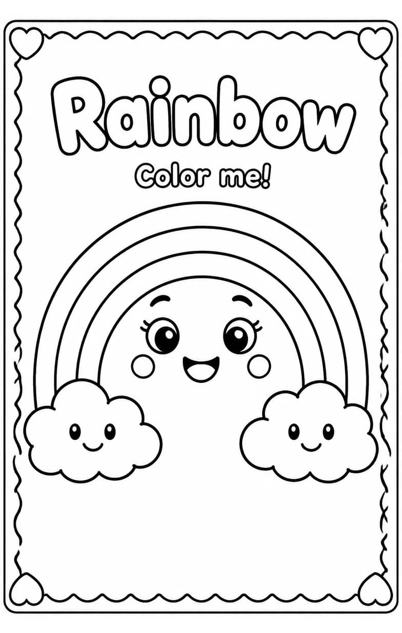 Rainbow Coloring Pages — free printable Kindergarten Art worksheet