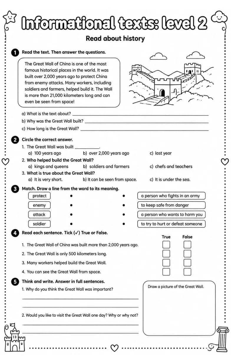 Read about history — free printable Reading strategies English worksheet