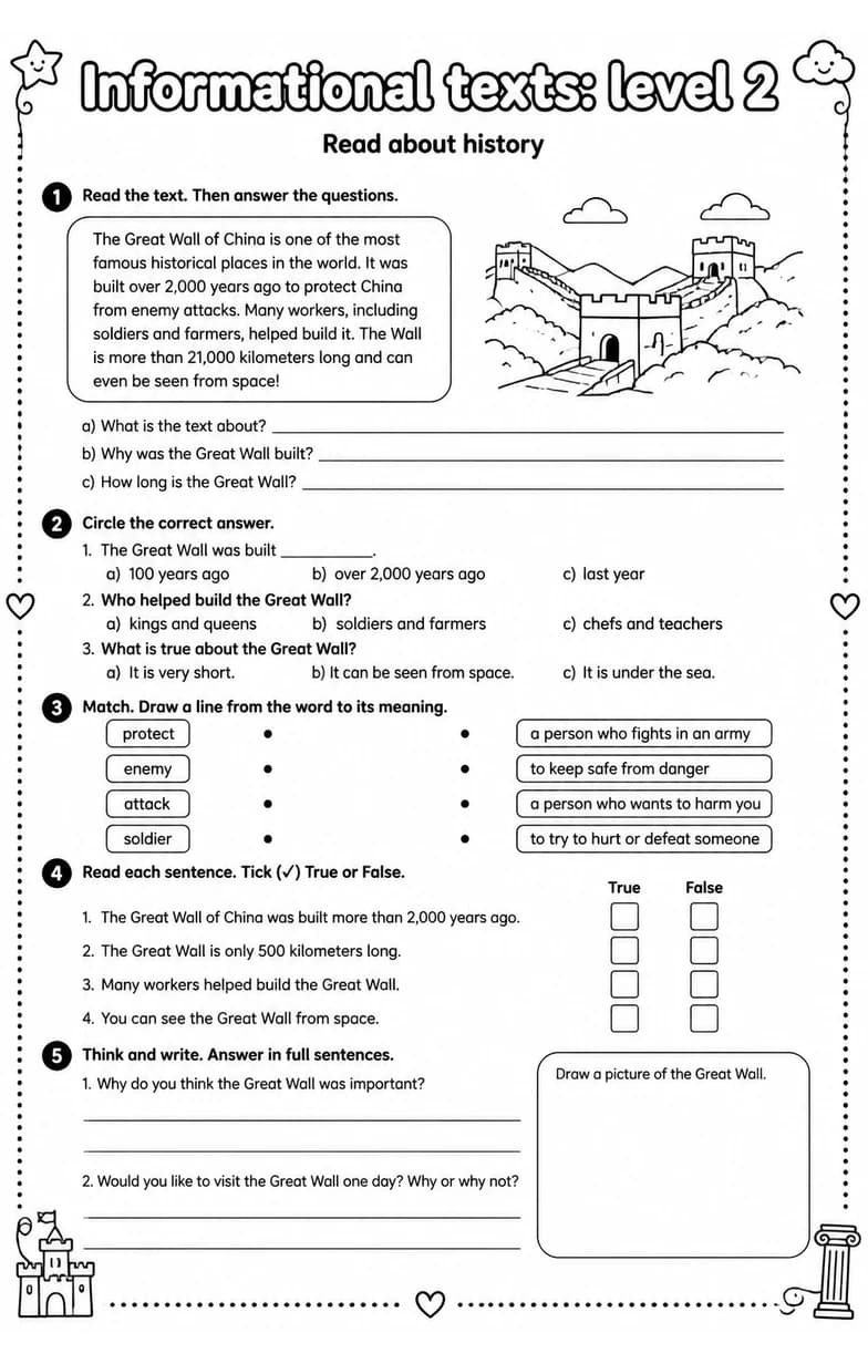 Read about history — free printable Reading strategies English worksheet