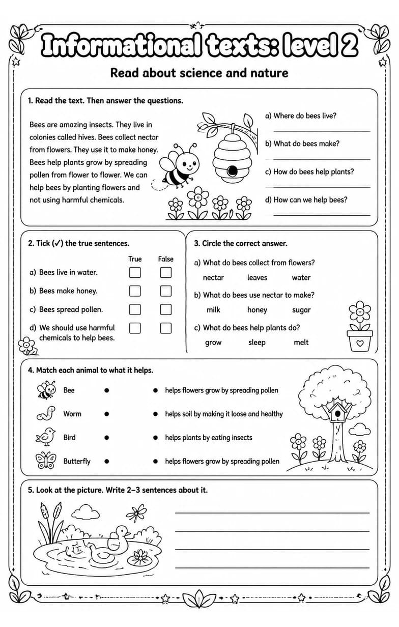 Read about science and nature — free printable Reading strategies English worksheet
