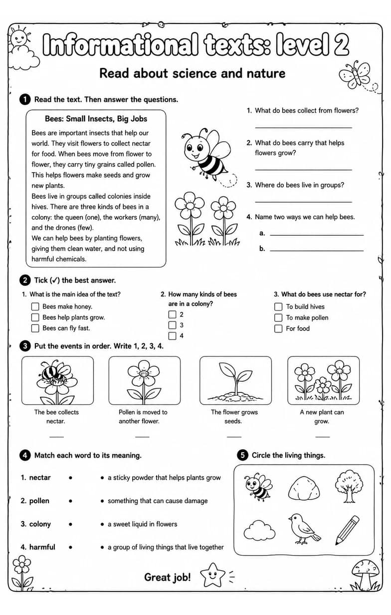 Read about science and nature — free printable Reading strategies English worksheet