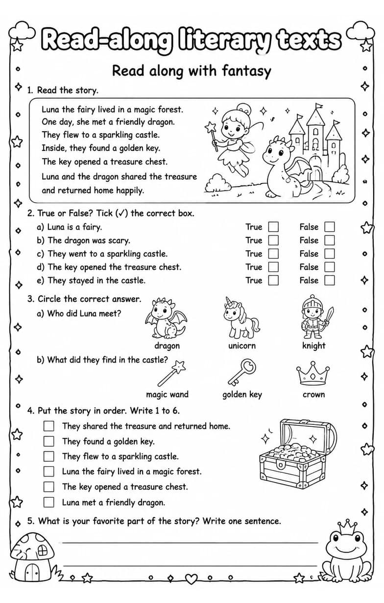 Read along with fantasy — free printable Reading strategies English worksheet