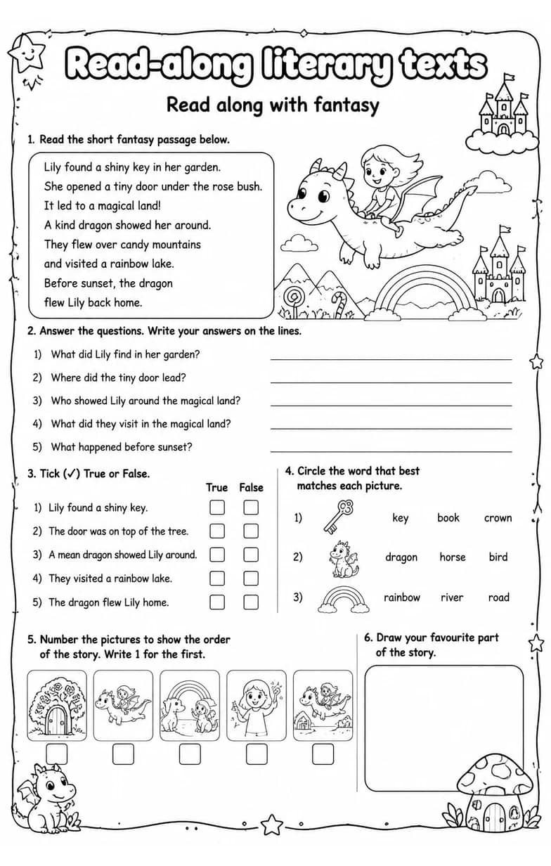 Read along with fantasy — free printable Reading strategies English worksheet