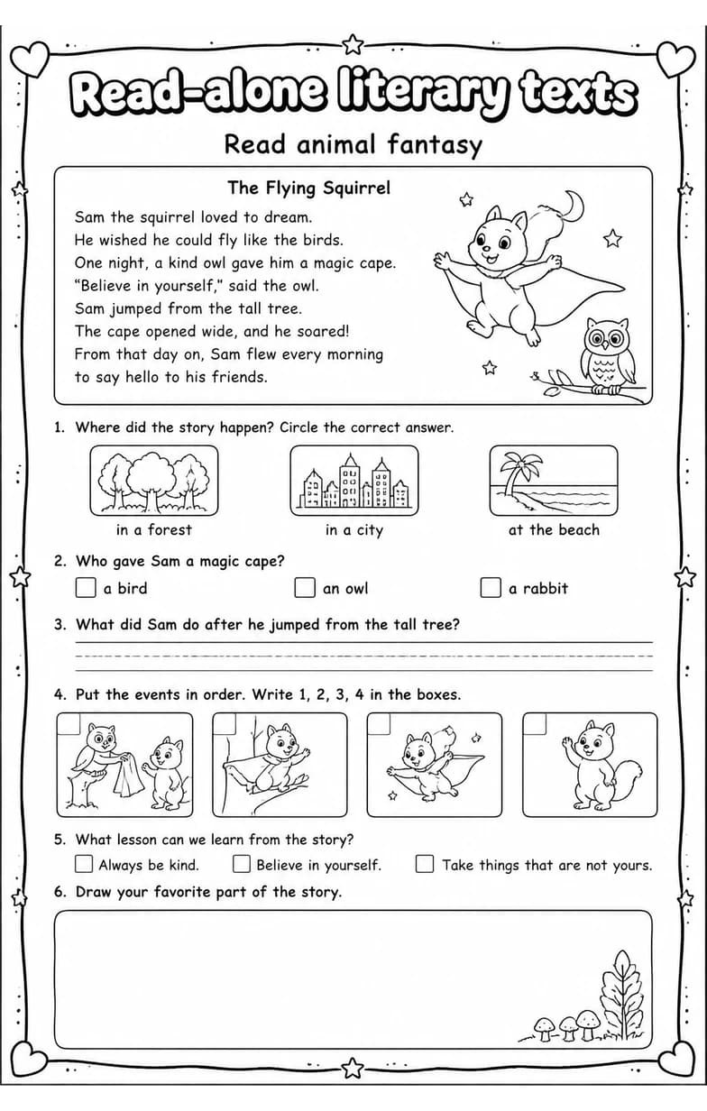 Read animal fantasy — free printable Reading strategies English worksheet