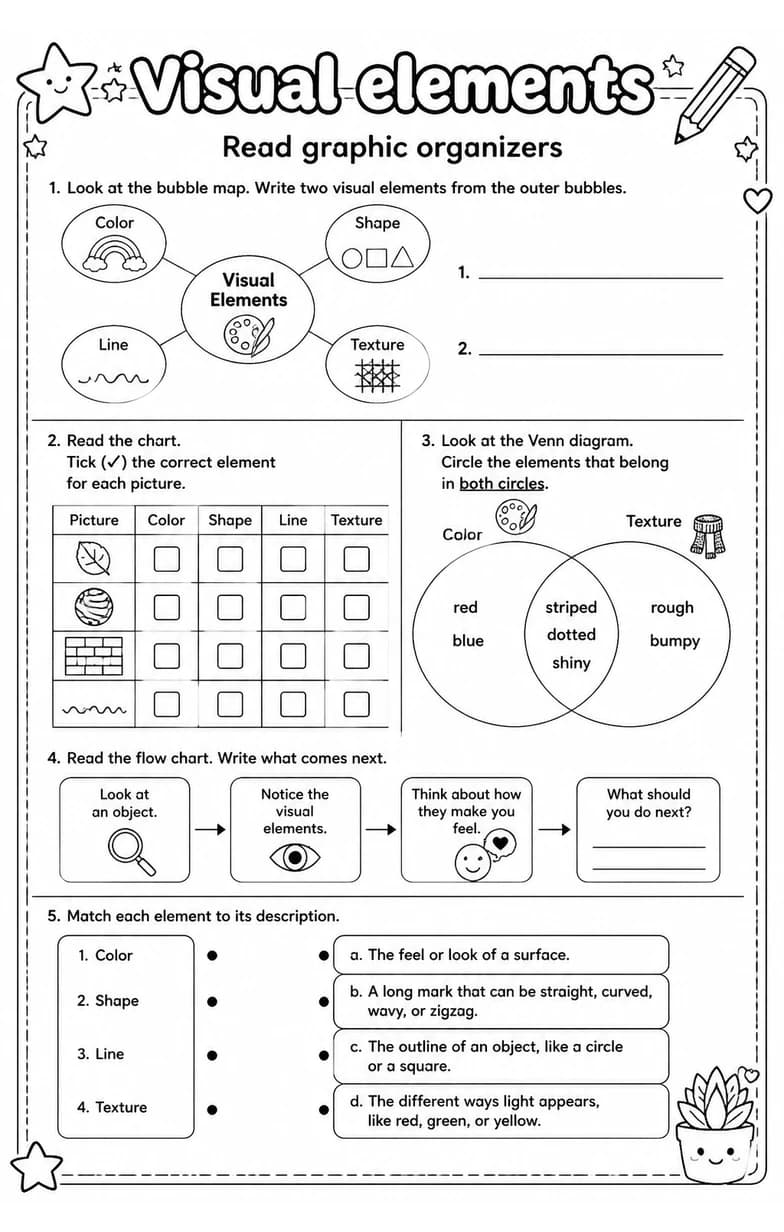 Read graphic organizers — free printable Grade 4 English & Reading worksheet