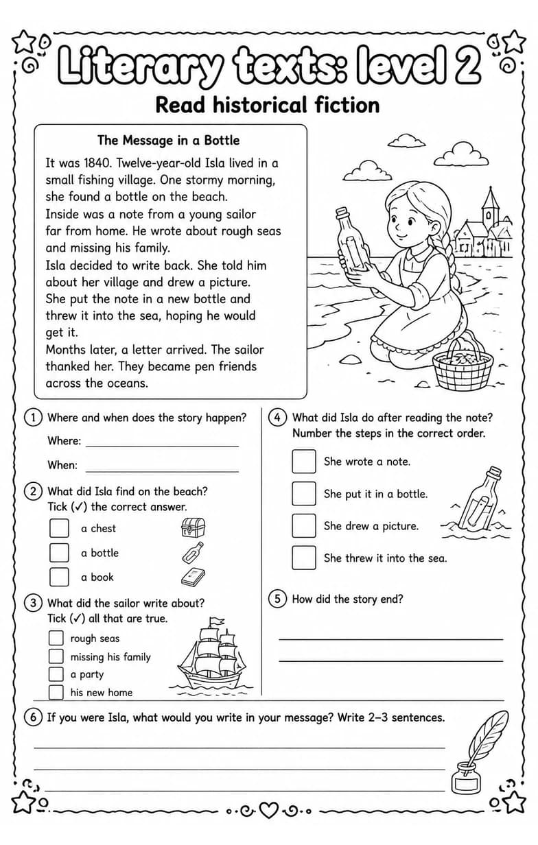 Read historical fiction — free printable Reading strategies English worksheet