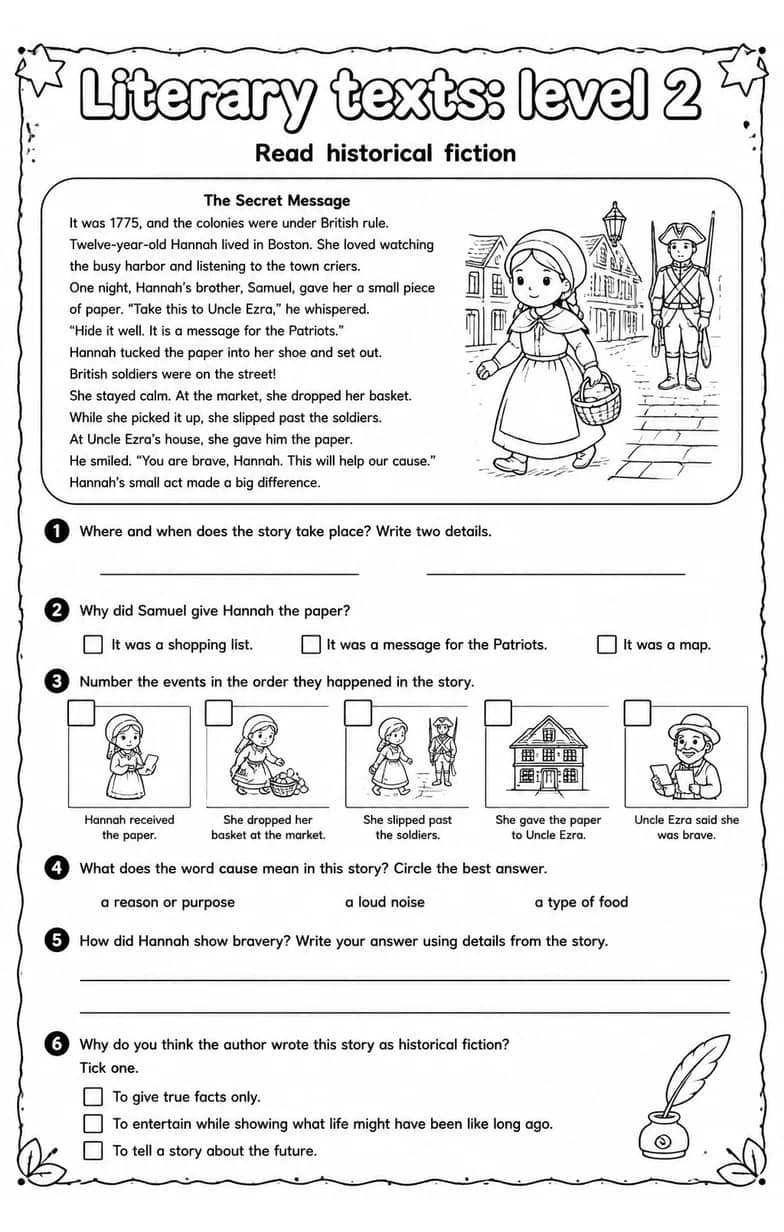 Read historical fiction — free printable Reading strategies English worksheet
