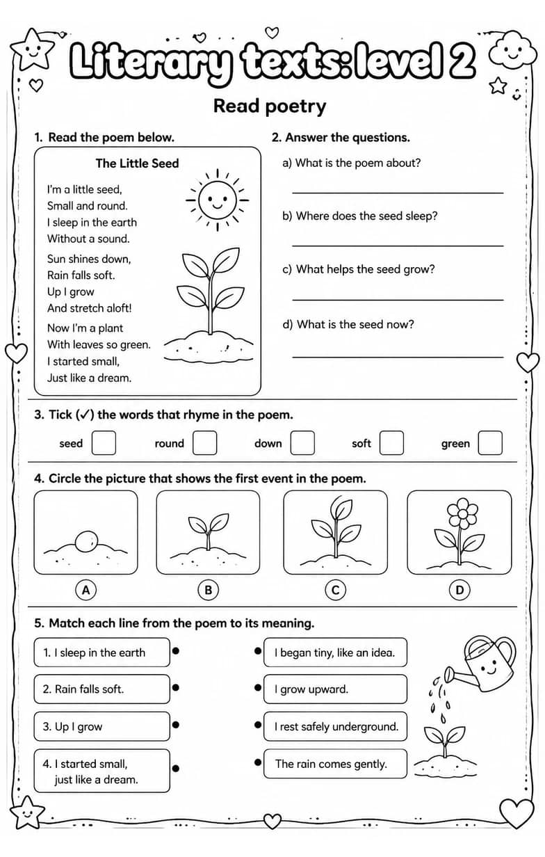Read poetry — free printable Reading strategies English worksheet