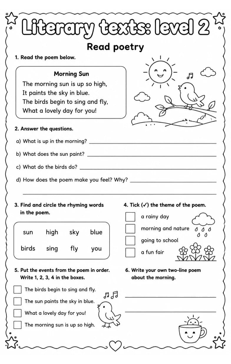 Read poetry — free printable Reading strategies English worksheet