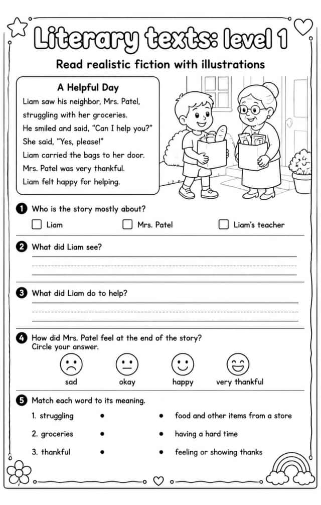 Read realistic fiction with illustrations