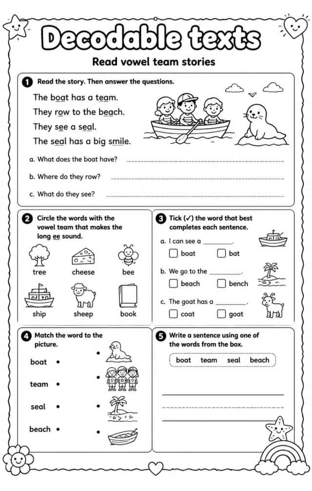 Read vowel team stories