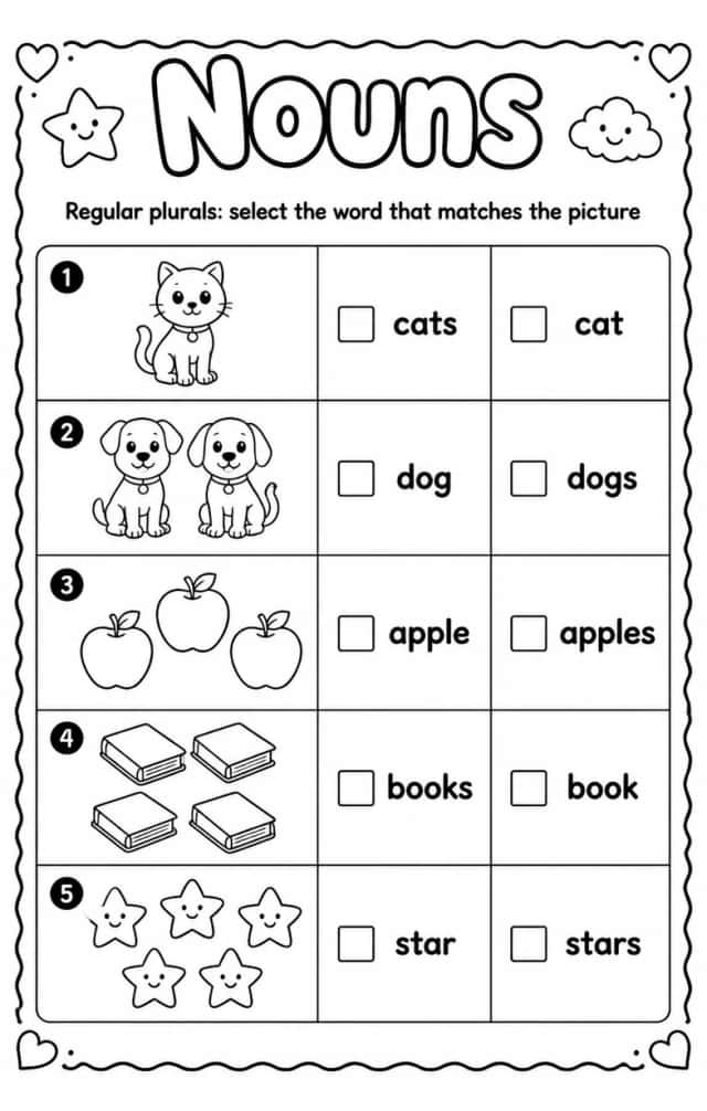 Regular plurals: select the word that matches the picture