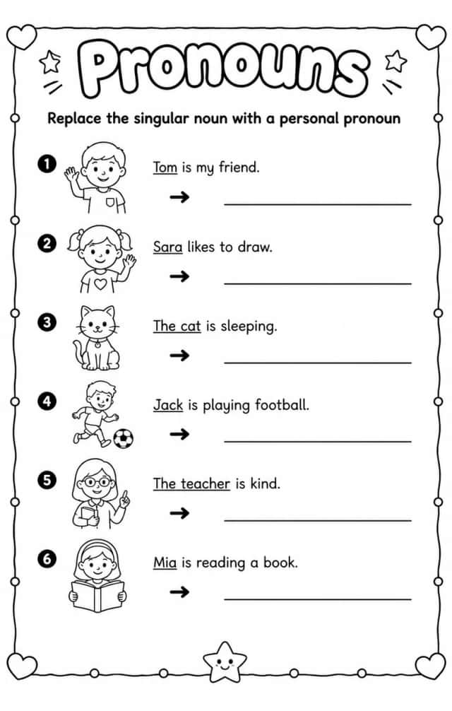 Replace the singular noun with a personal pronoun