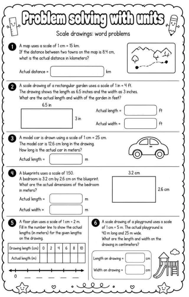 Scale drawings: word problems