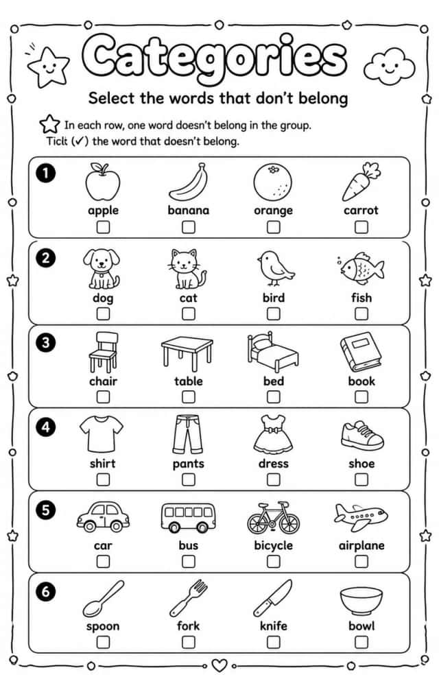 Select the words that don't belong