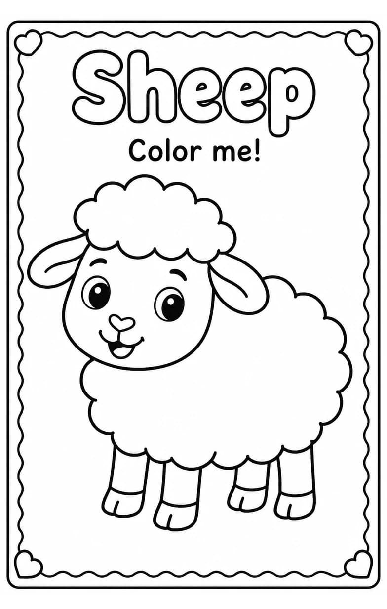 Sheep Coloring Pages — free printable Kindergarten Art worksheet