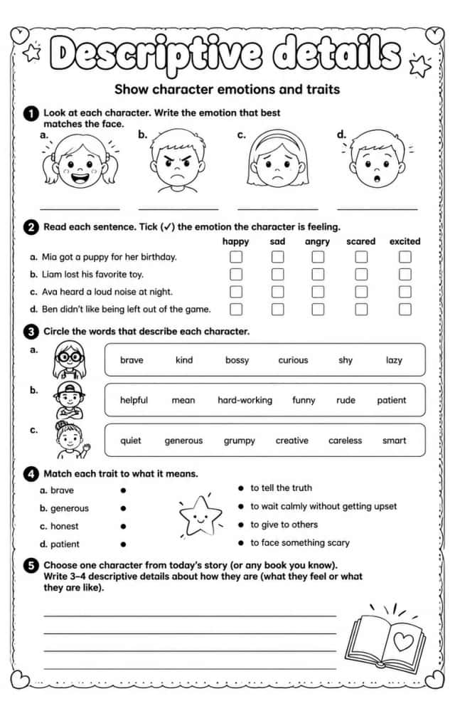 Show character emotions and traits