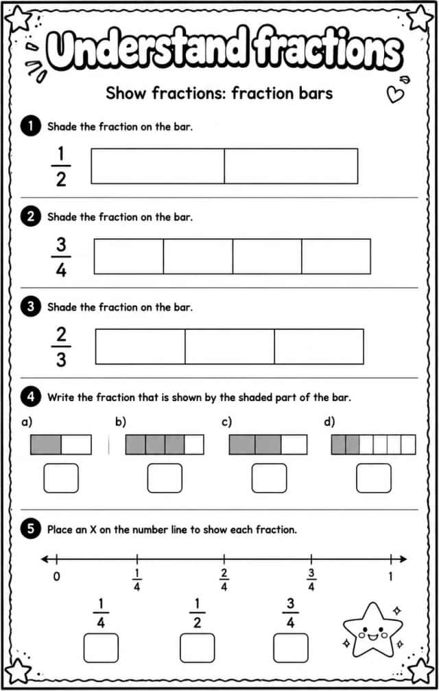 Show fractions: fraction bars