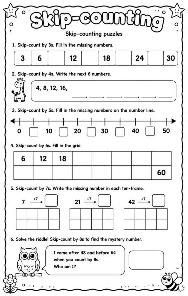 Skip-counting puzzles