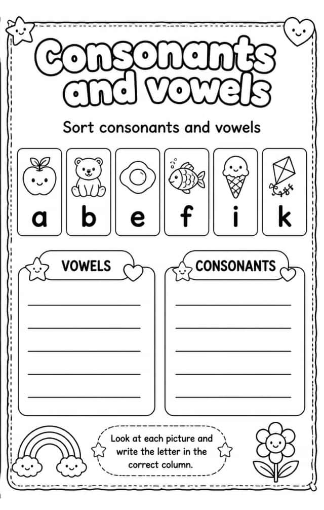 Sort consonants and vowels