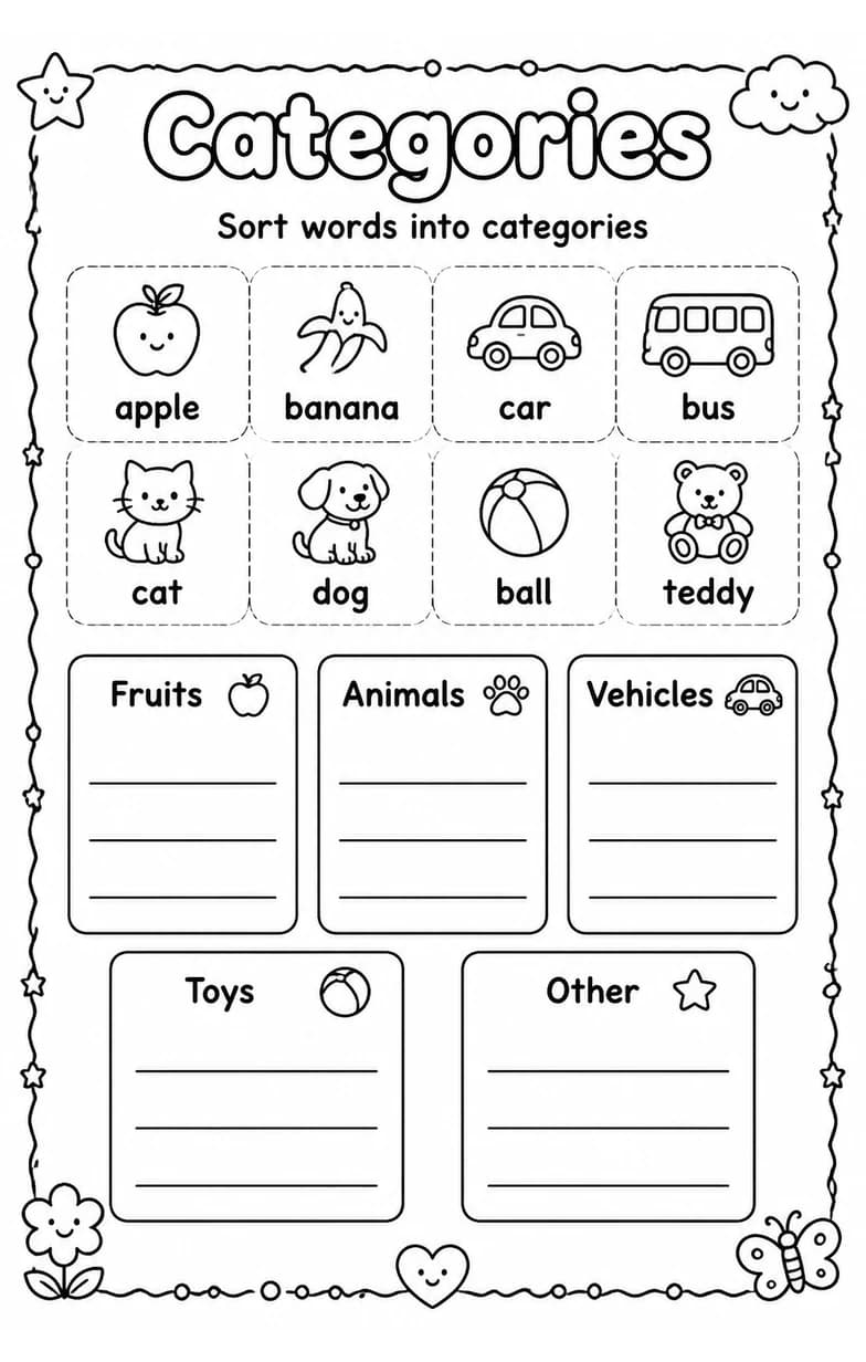 Sort words into categories