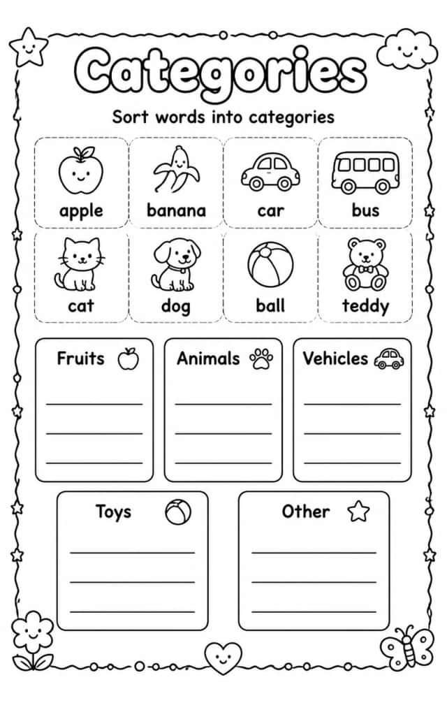 Sort words into categories