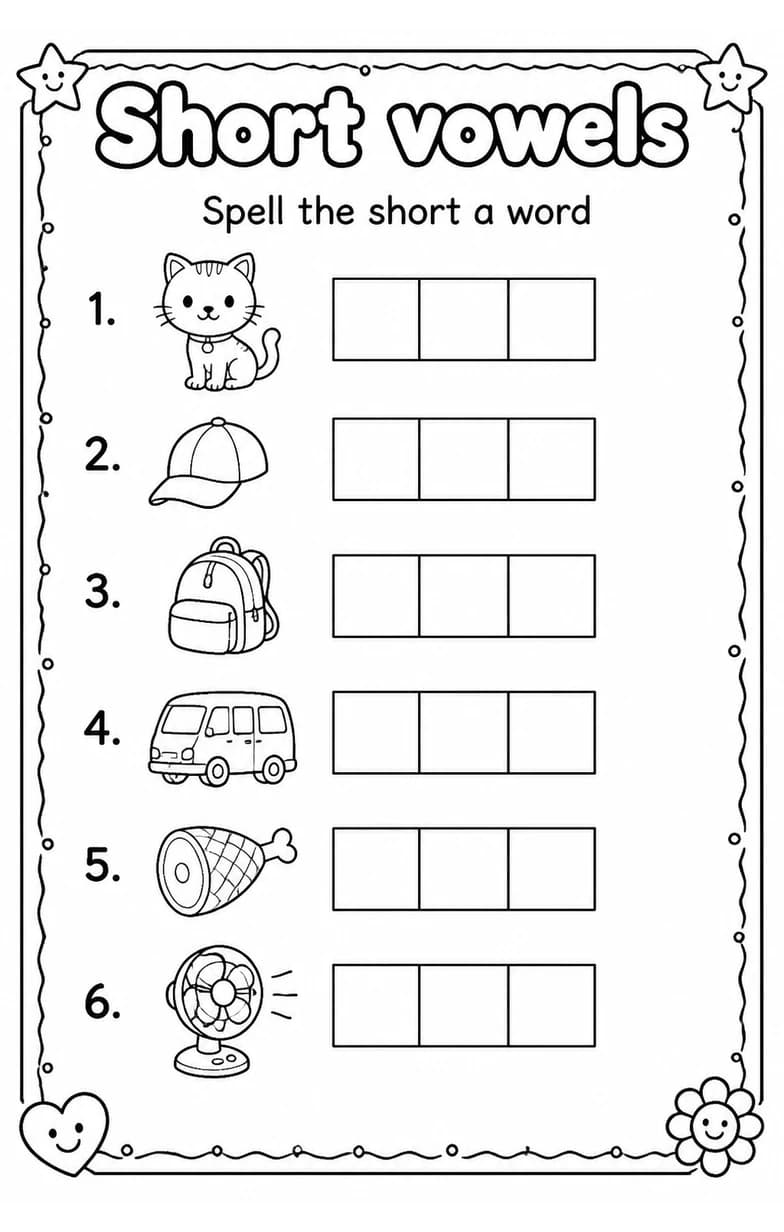 Spell the short a word — free printable Grade 2 English & Reading worksheet