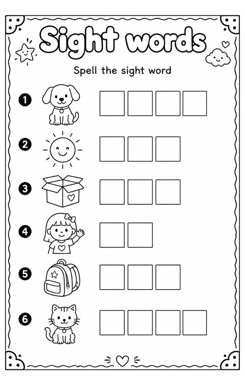 Spell the sight word — free printable Grade 2 English & Reading worksheet