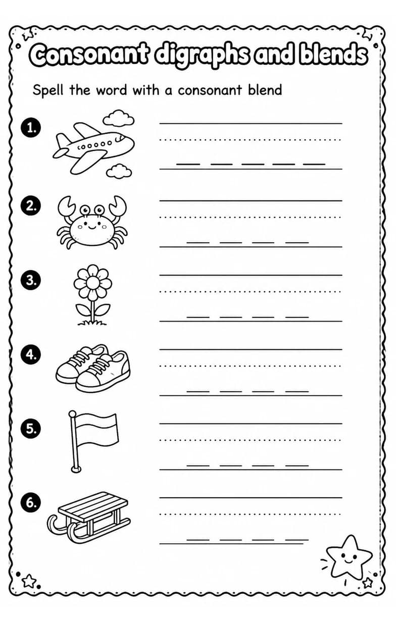 Spell the word with a consonant blend — free printable Reading foundations English worksheet