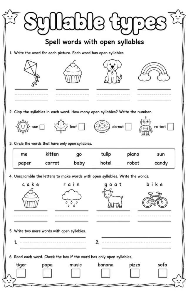 Spell words with open syllables