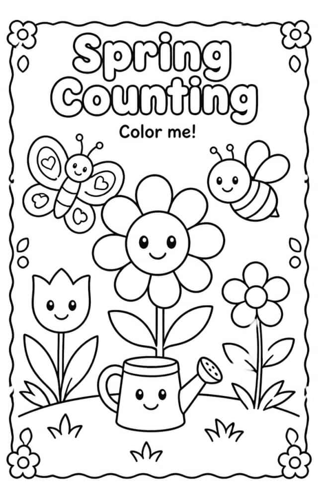 Spring Counting Coloring Page
