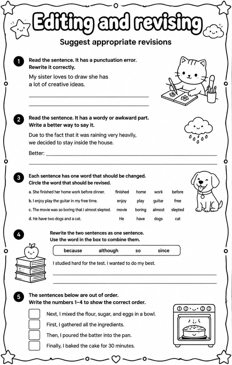 Suggest appropriate revisions — free printable Writing strategies English worksheet