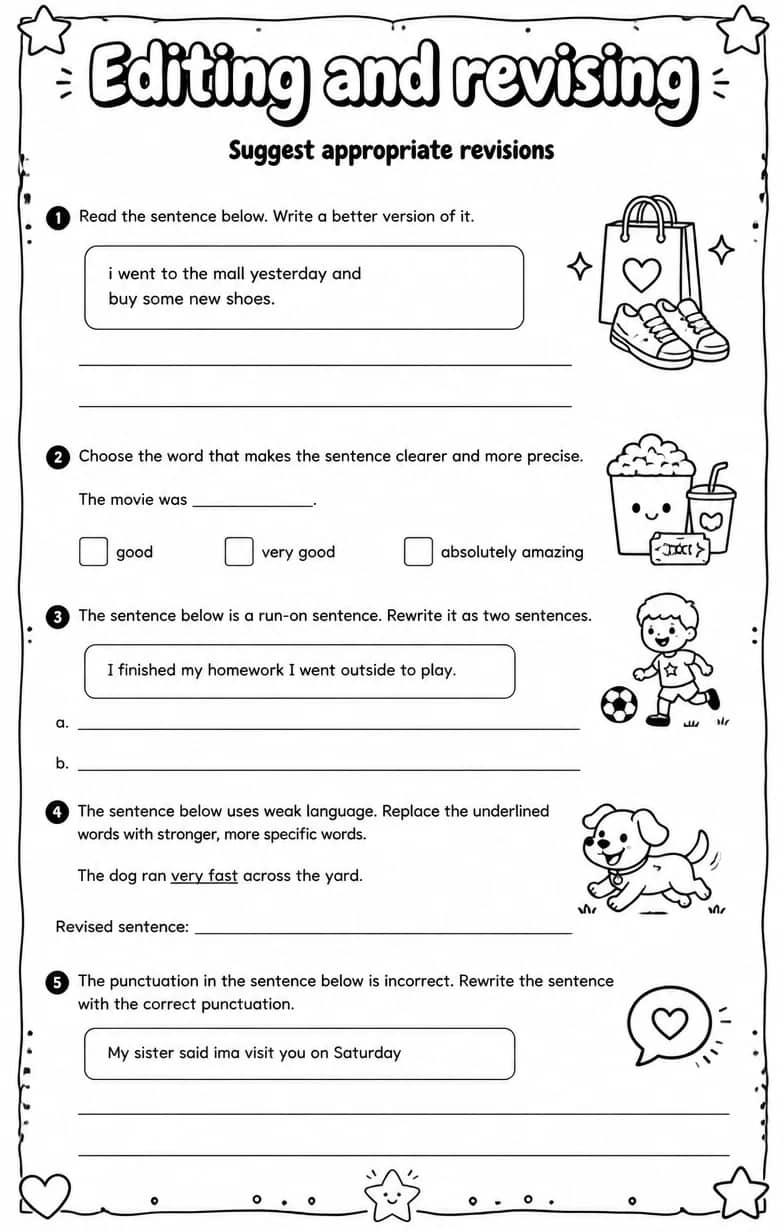Suggest appropriate revisions — free printable Writing strategies English worksheet