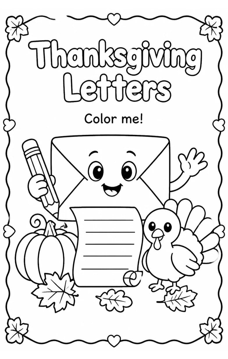 Thanksgiving Letters Coloring Page