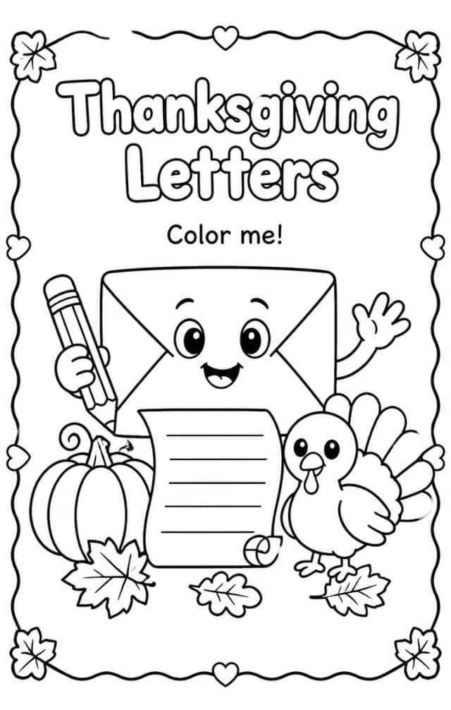 Thanksgiving Letters Coloring Page