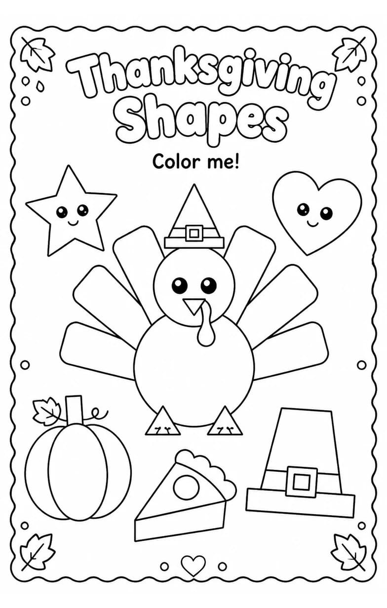 Thanksgiving Shapes Coloring Page