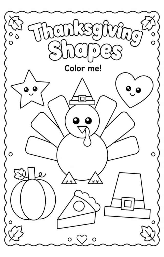 Thanksgiving Shapes Coloring Page
