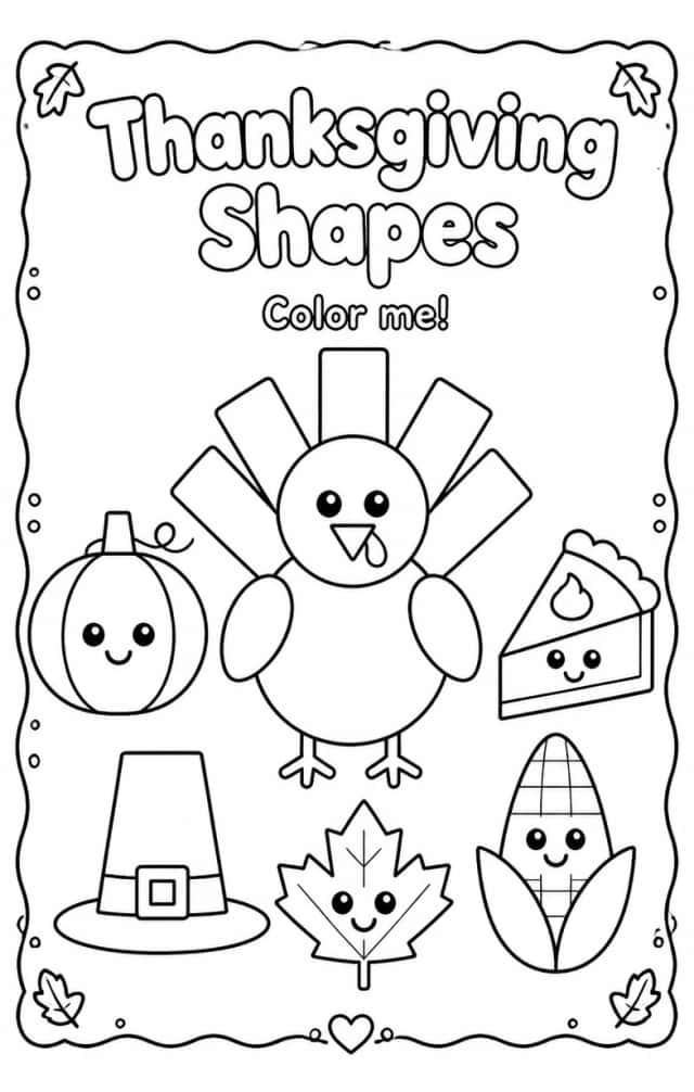 Thanksgiving Shapes Coloring Page