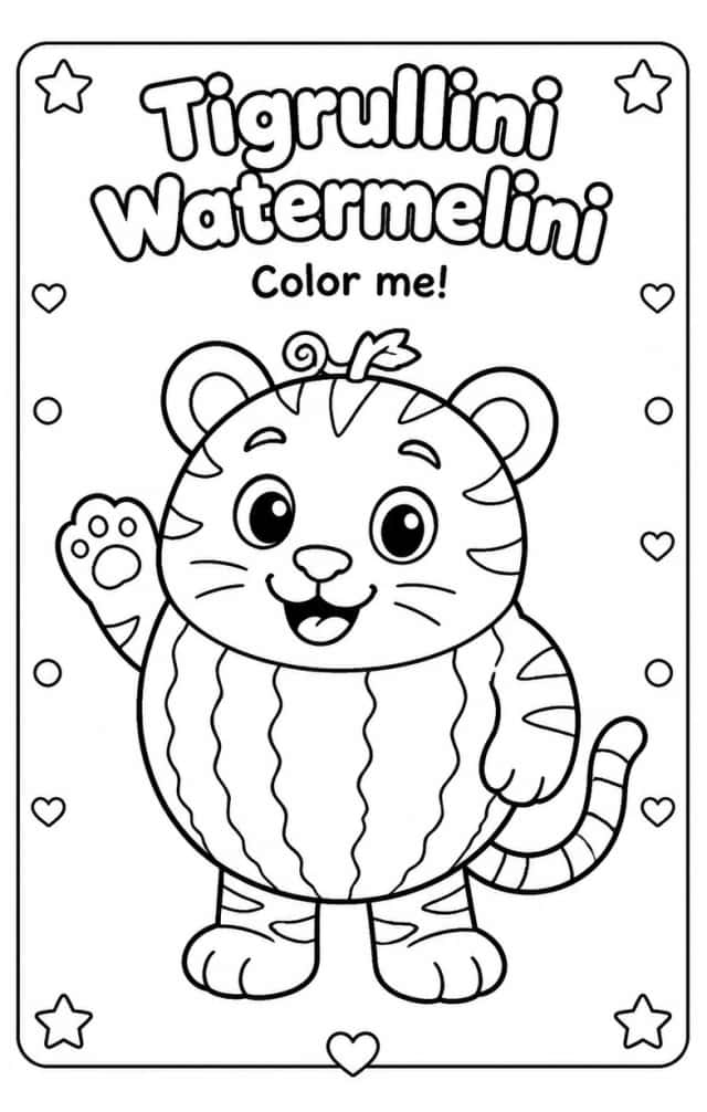 Tigrullini Watermelini Coloring Pages