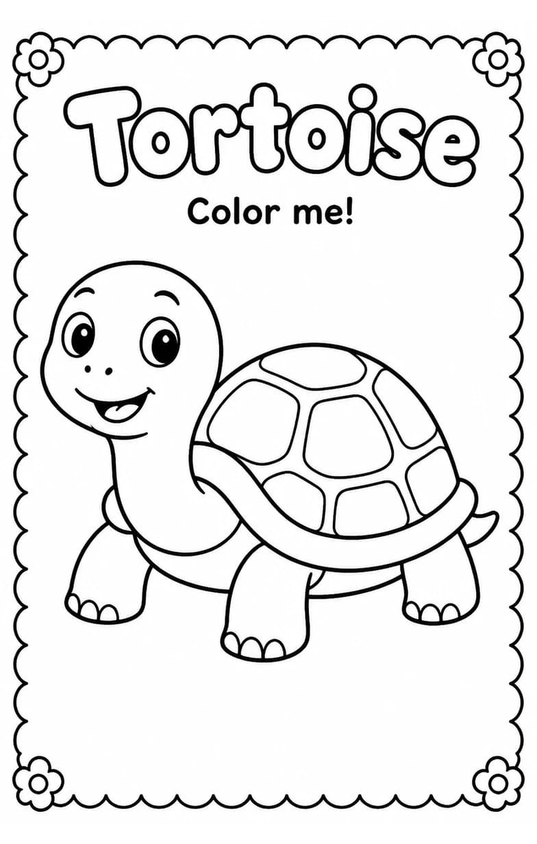Tortoise Coloring Pages — free printable Kindergarten Art worksheet