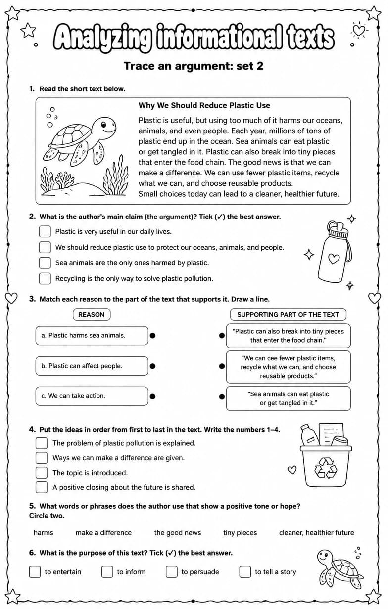 Trace an argument: set 2 — free printable High School English & Reading worksheet