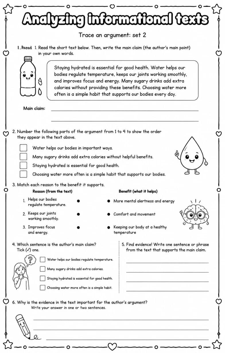 Trace an argument: set 2 — free printable Reading strategies English worksheet